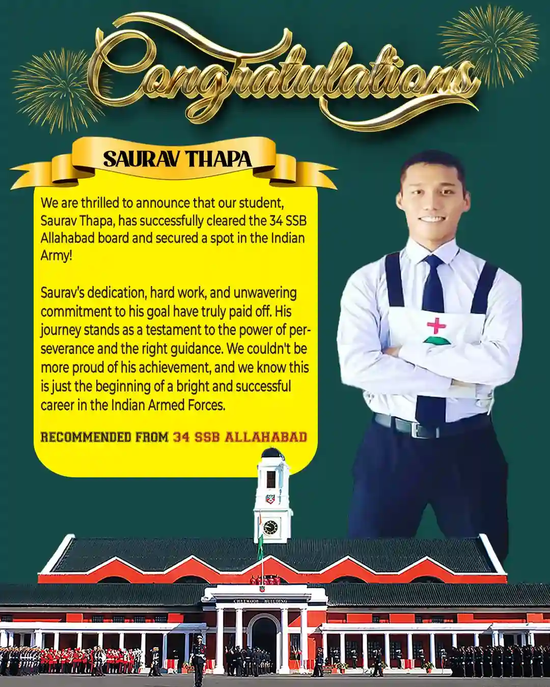 Saurav Thapa student of Best NDA Coaching in Dehradun - Final Selection