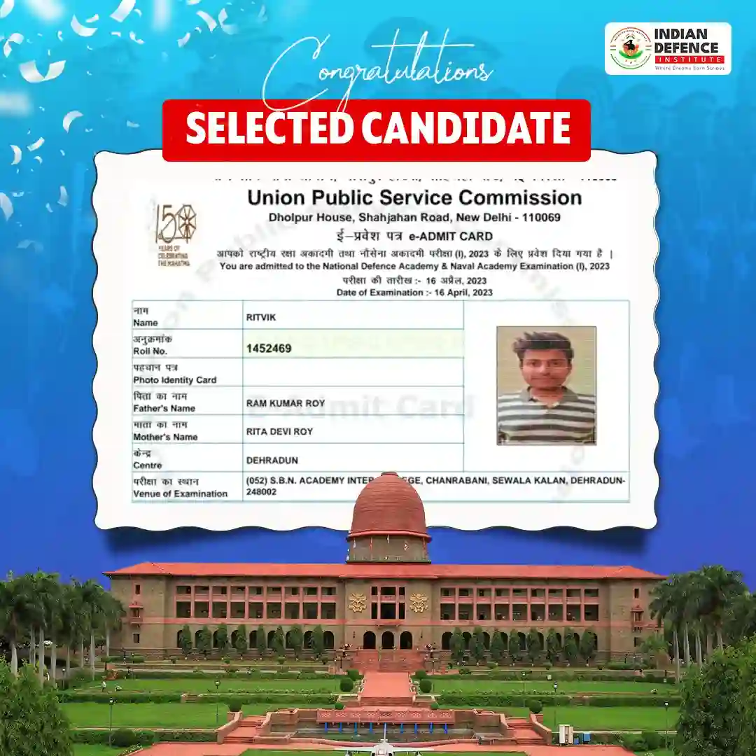Selected Student of Indian Defence Institute - Best NDA Coaching in Dehradun